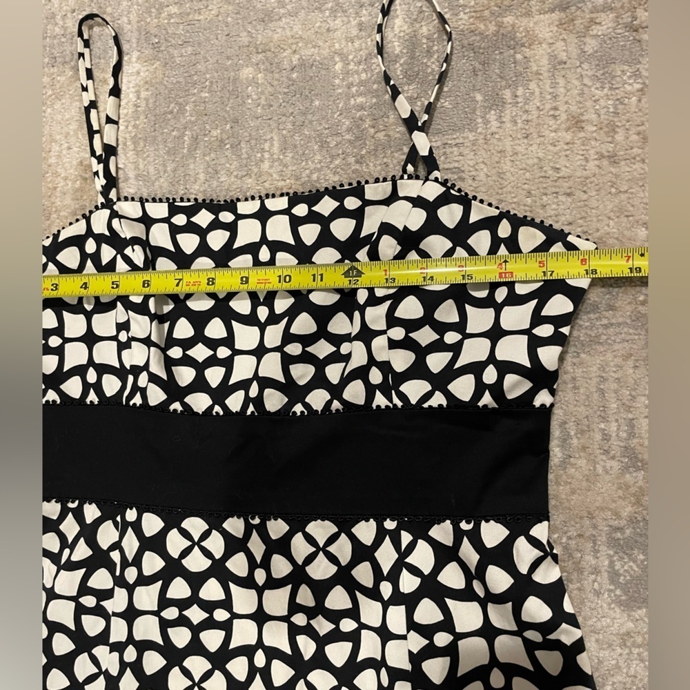 Nine West Black & White Spaghetti Strap Geometric Mini Dress Size 12 97% Cotton - Picture 7 of 8